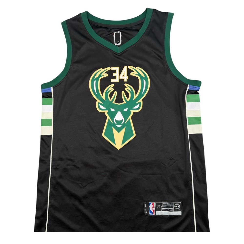 Nike Milwaukee Bucks Giannis Antetokounmpo Jersey Mens 50 Black NBA Swingman XL